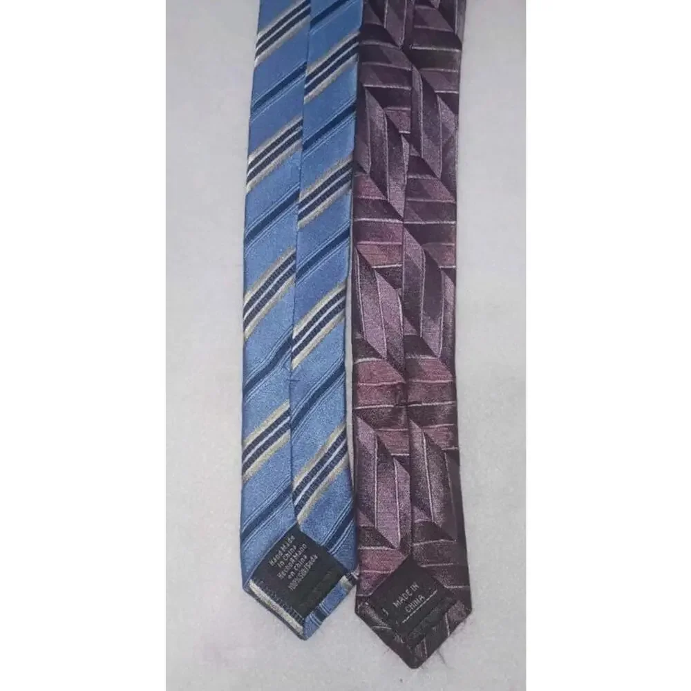 Croft & Barrow 2 Pack Tie Bundle Lot Purple And Blue 100% Silk Neck Tie
